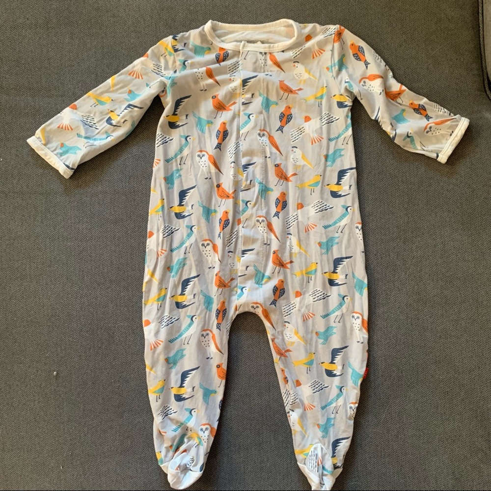 Like New Magnetic Me Onesie Footie Pajamas Parrot Print